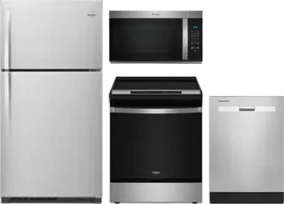 4 Piece Package Includes Refrigerator, Range, Microwave And Dishwasher