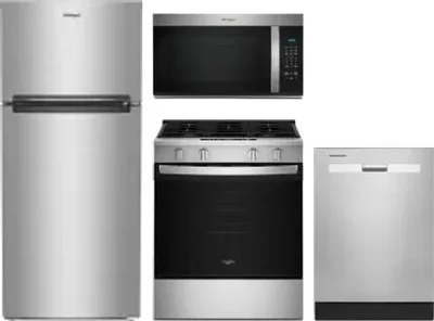 4 Piece Package Includes Refrigerator, Range, Microwave And Dishwasher