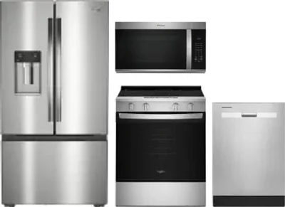 4 Piece Package Includes Refrigerator, Range, Microwave And Dishwasher