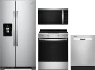 4 Piece Package Includes Refrigerator, Range, Microwave And Dishwasher