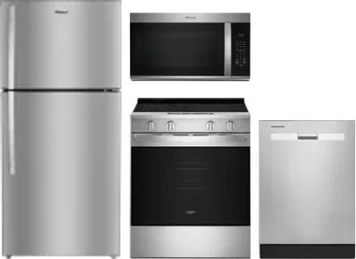 4 Piece Package Includes Refrigerator, Range, Microwave And Dishwasher