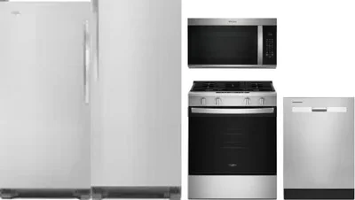 5 Piece Package Includes Refrigerator, Freezer, Range, Microwave And Dishwasher