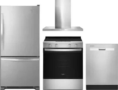 4 Piece Package Includes Refrigerator, Range, Hood And Dishwasher