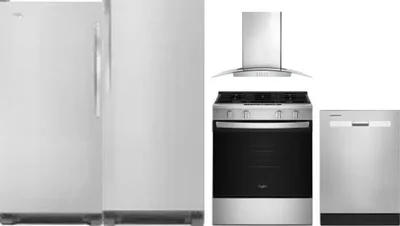 5 Piece Package Includes Refrigerator, Freezer, Range, Hood And Dishwasher