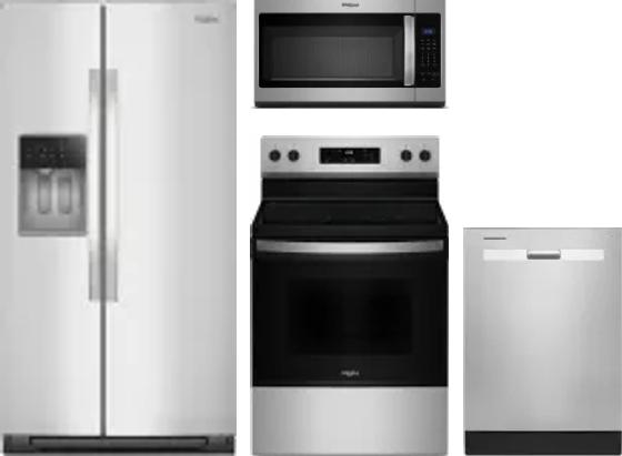 4 Piece Package Includes Refrigerator, Range, Microwave And Dishwasher