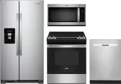 4 Piece Package Includes Refrigerator, Range, Microwave And Dishwasher