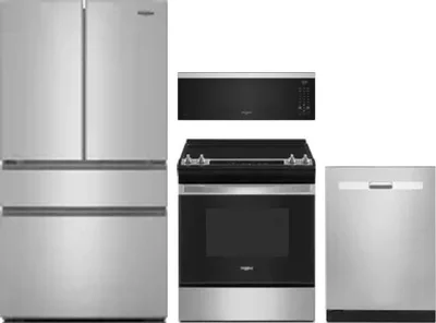 4 Piece Package Includes Refrigerator, Range, Microwave And Dishwasher