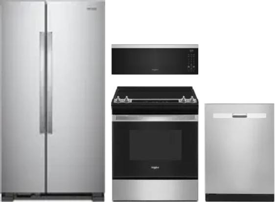 4 Piece Package Includes Refrigerator, Range, Microwave And Dishwasher