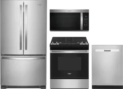 4 Piece Package Includes Refrigerator, Range, Microwave And Dishwasher
