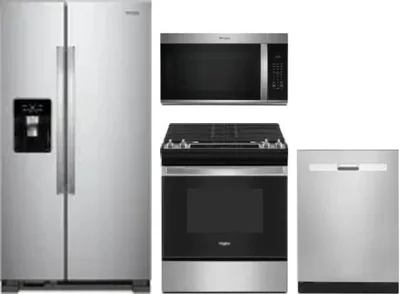 4 Piece Package Includes Refrigerator, Range, Microwave And Dishwasher