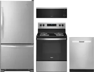 4 Piece Package Includes Refrigerator, Range, Microwave And Dishwasher