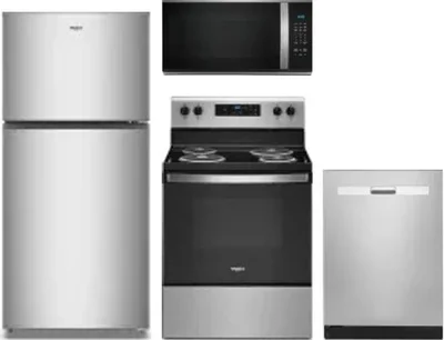 4 Piece Package Includes Refrigerator, Range, Microwave And Dishwasher