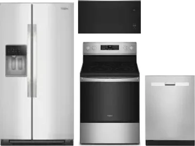 4 Piece Package Includes Refrigerator, Range, Microwave And Dishwasher