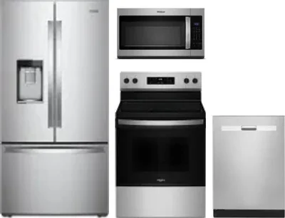 4 Piece Package Includes Refrigerator, Range, Microwave And Dishwasher