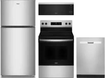 4 Piece Package Includes Refrigerator, Range, Microwave And Dishwasher
