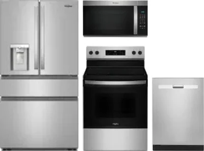 4 Piece Package Includes Refrigerator, Range, Microwave And Dishwasher