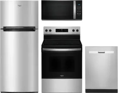 4 Piece Package Includes Refrigerator, Range, Microwave And Dishwasher