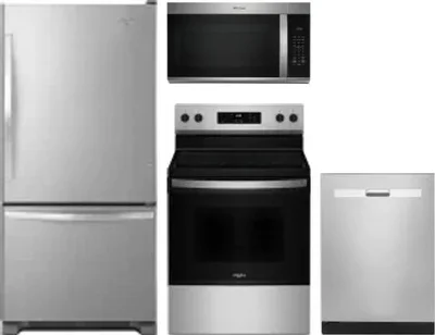 4 Piece Package Includes Refrigerator, Range, Microwave And Dishwasher