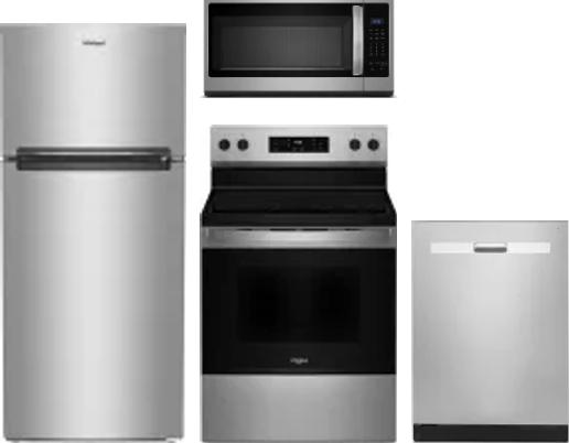 4 Piece Package Includes Refrigerator, Range, Microwave And Dishwasher