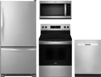 4 Piece Package Includes Refrigerator, Range, Microwave And Dishwasher
