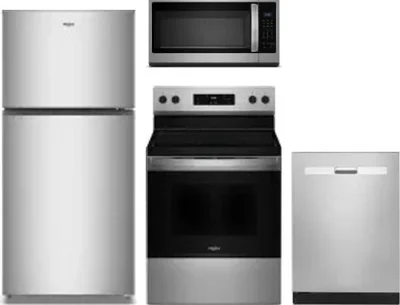 4 Piece Package Includes Refrigerator, Range, Microwave And Dishwasher