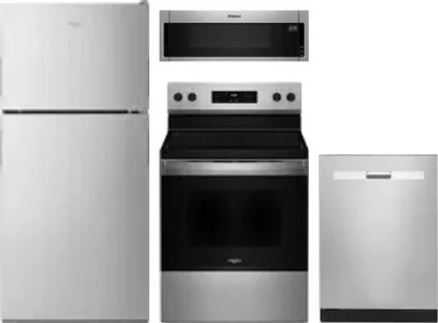 4 Piece Package Includes Refrigerator, Range, Microwave And Dishwasher