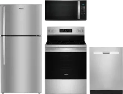 4 Piece Package Includes Refrigerator, Range, Microwave And Dishwasher