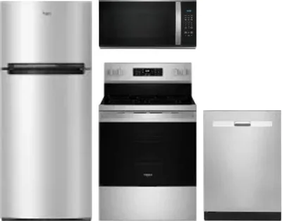 4 Piece Package Includes Refrigerator, Range, Microwave And Dishwasher