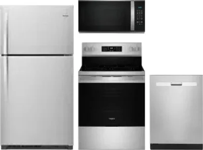 4 Piece Package Includes Refrigerator, Range, Microwave And Dishwasher
