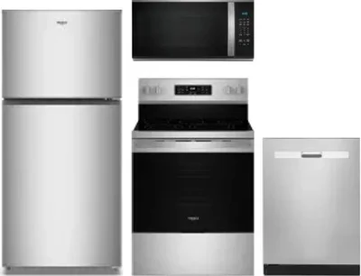 4 Piece Package Includes Refrigerator, Range, Microwave And Dishwasher