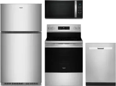 4 Piece Package Includes Refrigerator, Range, Microwave And Dishwasher