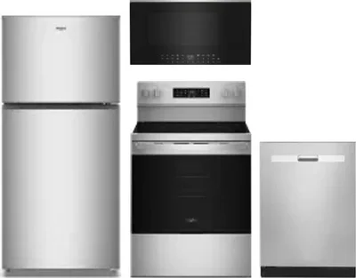 4 Piece Package Includes Refrigerator, Range, Microwave And Dishwasher