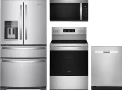 4 Piece Package Includes Refrigerator, Range, Microwave And Dishwasher