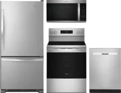 4 Piece Package Includes Refrigerator, Range, Microwave And Dishwasher