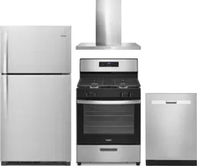 4 Piece Package Includes Refrigerator, Range, Hood And Dishwasher
