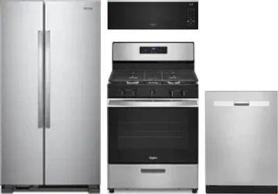 4 Piece Package Includes Refrigerator, Range, Microwave And Dishwasher