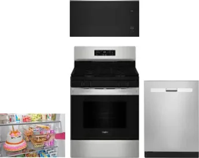 4 Piece Package Includes Refrigerator, Range, Microwave And Dishwasher