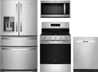 4 Piece Package Includes Refrigerator, Range, Microwave And Dishwasher