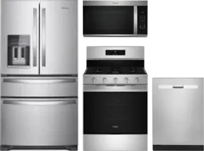 4 Piece Package Includes Refrigerator, Range, Microwave And Dishwasher