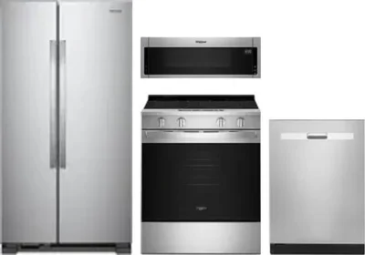 4 Piece Package Includes Refrigerator, Range, Microwave And Dishwasher