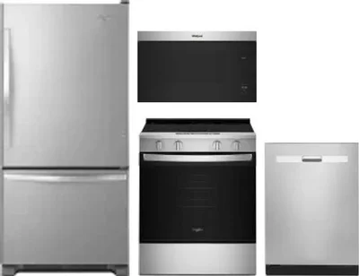 4 Piece Package Includes Refrigerator, Range, Microwave And Dishwasher