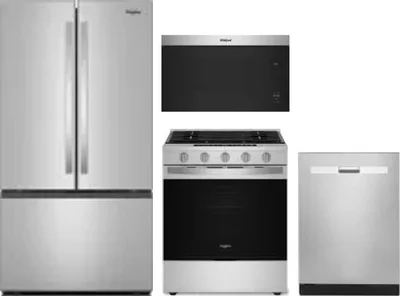 4 Piece Package Includes Refrigerator, Range, Microwave And Dishwasher