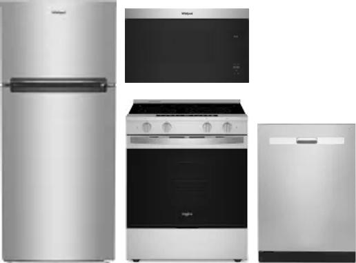 4 Piece Package Includes Refrigerator, Range, Microwave And Dishwasher