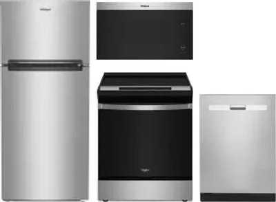 4 Piece Package Includes Refrigerator, Range, Microwave And Dishwasher