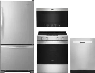 4 Piece Package Includes Refrigerator, Range, Microwave And Dishwasher