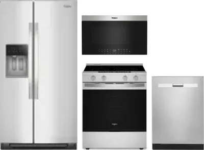 4 Piece Package Includes Refrigerator, Range, Microwave And Dishwasher