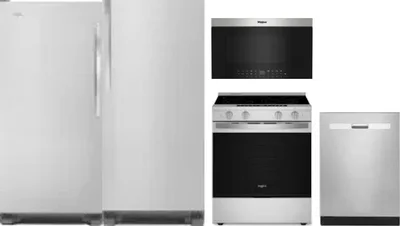 5 Piece Package Includes Refrigerator, Freezer, Range, Microwave And Dishwasher