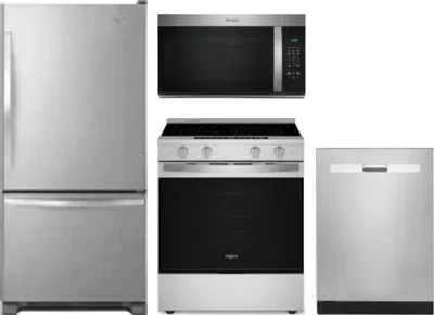4 Piece Package Includes Refrigerator, Range, Microwave And Dishwasher