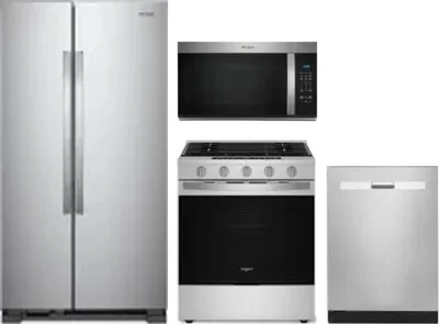 4 Piece Package Includes Refrigerator, Range, Microwave And Dishwasher