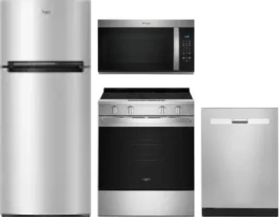 4 Piece Package Includes Refrigerator, Range, Microwave And Dishwasher
